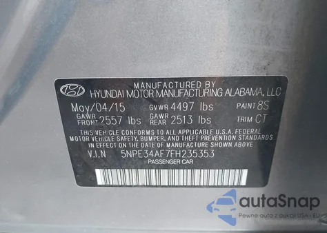 2015 Hyundai Sonata Limited z USA, uszkodzony, nr VIN 5NPE34AF7FH235353